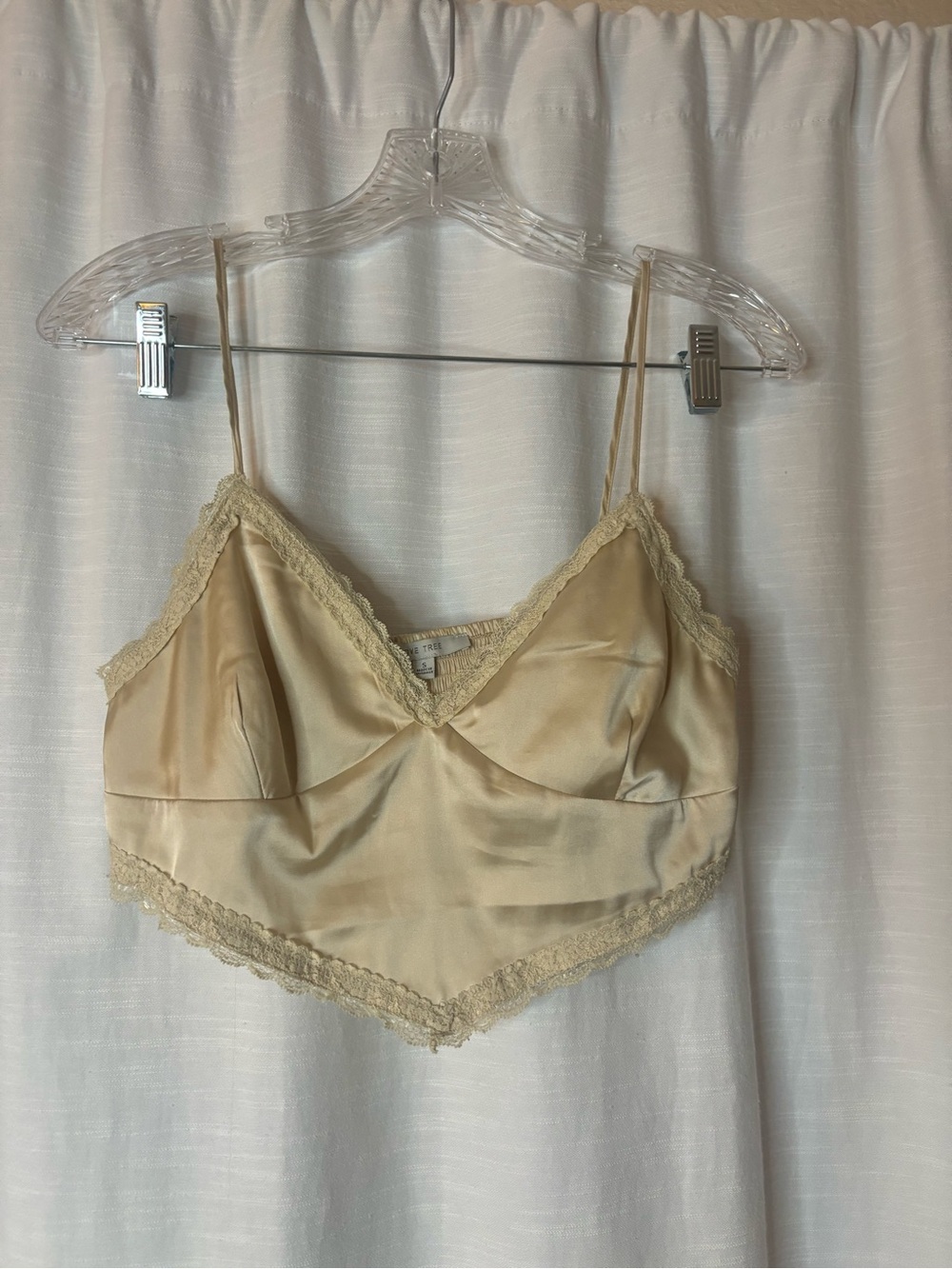 Love Tree Satin Lace Trim Bandeau - Cream